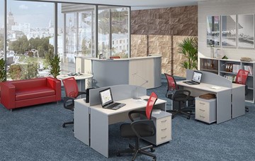 Мебель для персонала IMAGO четыре рабочих места, стол для переговоров в Ижевске - предосмотр 1